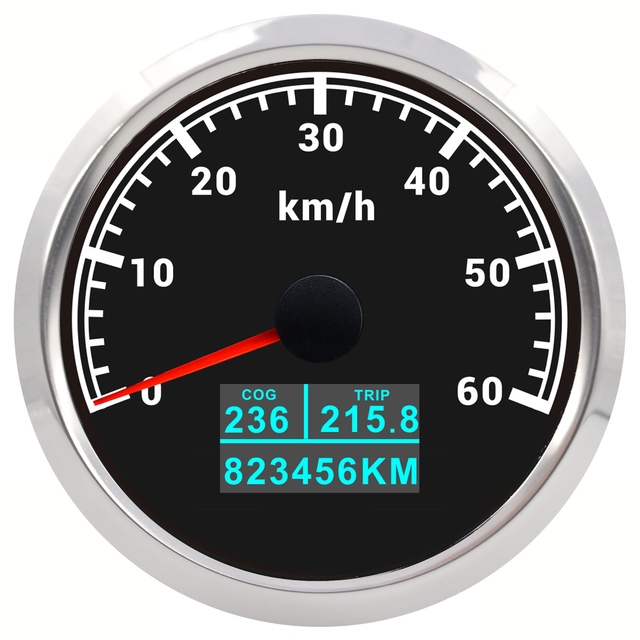 Wenle 85mm 60 KM/H GPS Speedometer Waterproof Universal for Marine Ships Yachts Car Motorcycle Black with Odometer and Sensor