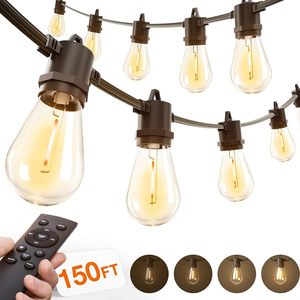 Addlon 150FT Outdoor String Lights LED Remote Dimmable Waterproof <b>Timer</b> 3 Modes Warm White Retro Edison Bulbs - Product Image 2