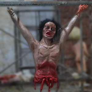 Exklusive Bewegliche Halb-Torso-Geisterfigur mit Freiliegenden Eingeweiden und Leuchtenden Augen für Halloween-Dekorationen - Product Image 2