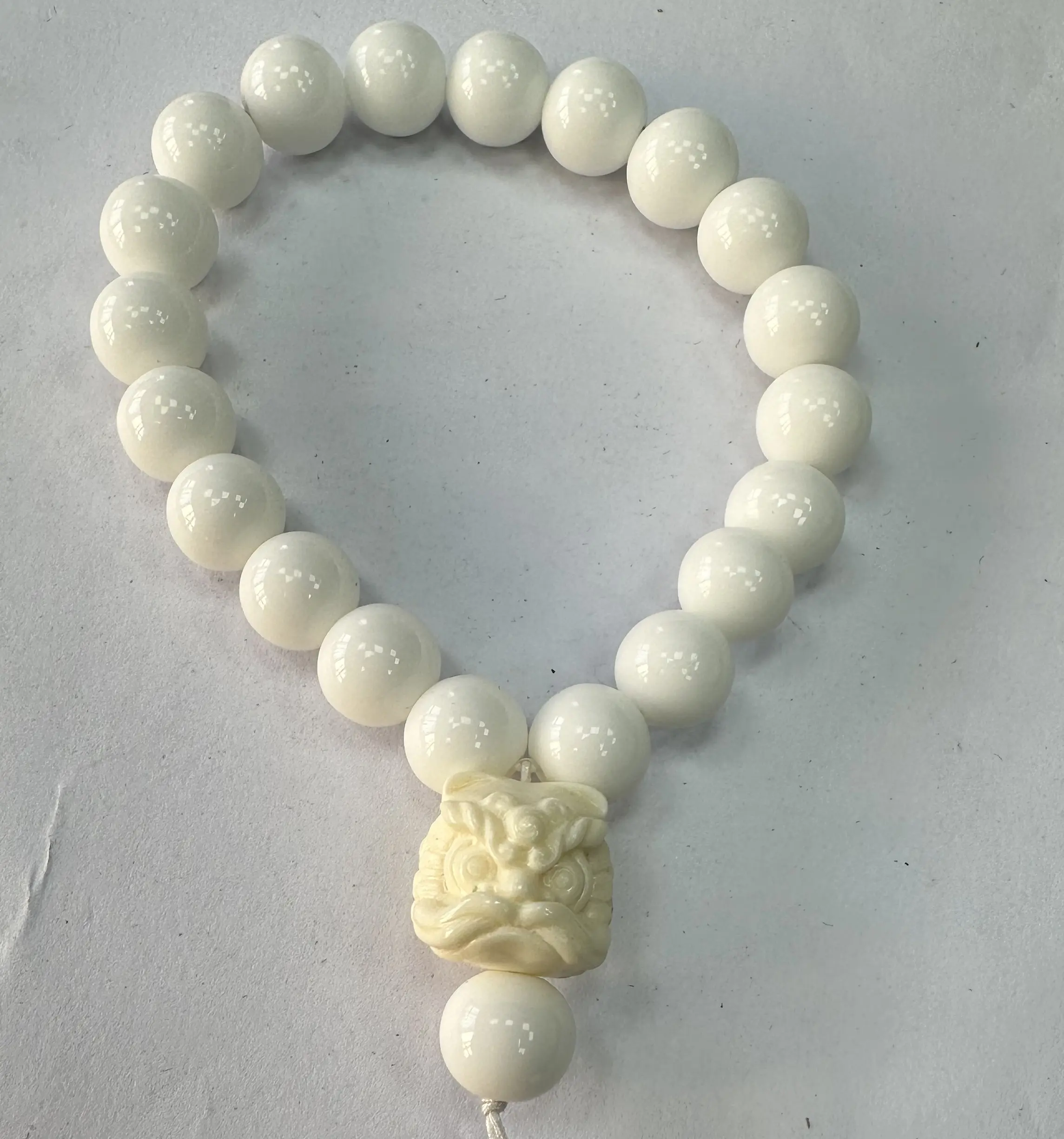 Fashion Jewelry Bodhi Wood Beads Bracelets With Hetian Jade & Nylon Cord Plated White Length