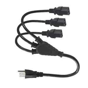 Nema 5-15P Kabel Ekstensi C13 Ac Amerika Serikat Triple Wanita Berakhir Cabang Plug Konektor Iec60320 C13 Y Splitter Kabel Listrik