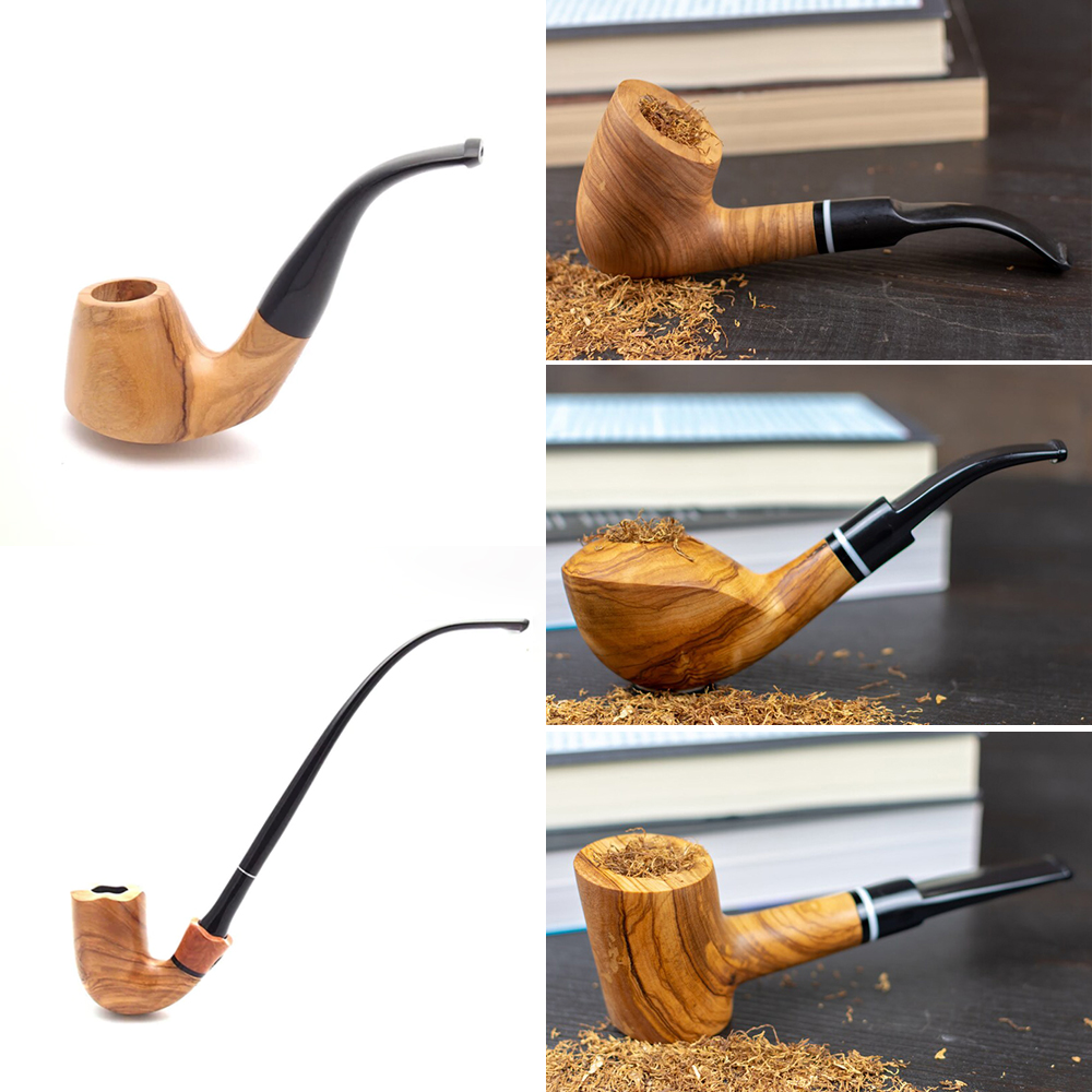 Hand-carved Olive Wood Smoking Pipes