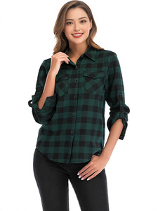 Nouvelle <span class=keywords><strong>chemise</strong></span> décontractée pour femme en laine respirante, unie, à manches longues, avec double poche et col rabattable - Product Image 5