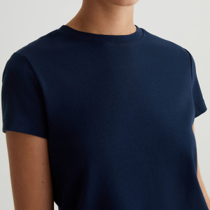 Camiseta <span class=keywords><strong>de</strong></span> Moda para <span class=keywords><strong>Mujer</strong></span> con Logotipo Personalizado, 100% Algodón, Manga Corta, Cuello Redondo, Camiseta Básica Cómoda para <span class=keywords><strong>Mujer</strong></span> - Product Image 2