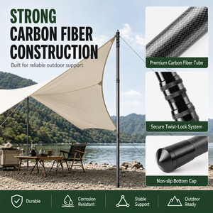 Poteau de bâche en fibre de carbone pour camping, léger, durable, portable, extensible, télescopique, pour abri extérieur, auvent, auvent de protection - Product Image 4