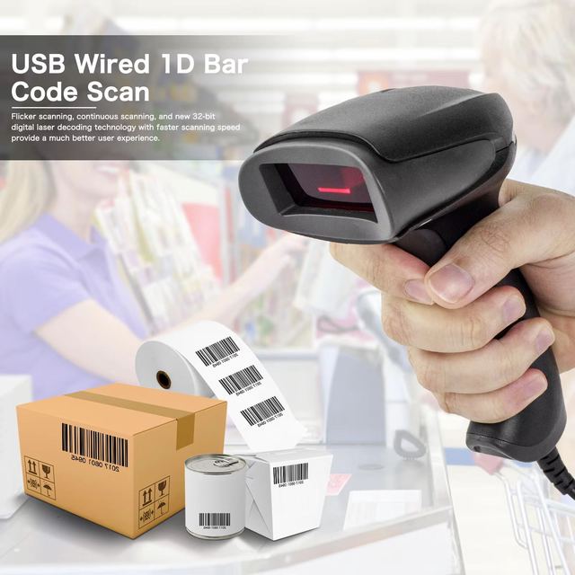 Tinkma F5 NT-2012 Handheld 1D Laser Wired Barcode Scanner with USB Interface in Stock