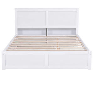 <span class=keywords><strong>Lit</strong></span> plateforme de rangement blanc de taille Queen avec étagère rétractable et position flexible rabattable, solution intégrée pour la chambre à coucher - Product Image 4
