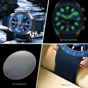Reloj de Cuarzo Binbond9388 de Moda Tridimensional para Hombre, Relojes de Negocios, Deportivos, Resistentes al Agua, con Correa de Silicona y Cuero - Product Image 4