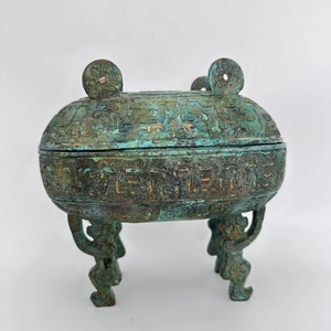 Vaso di grano Dui in bronzo cinese primavera autunno periodo antico rituale utensile in metallo artigianato per miglio - Product Image 2