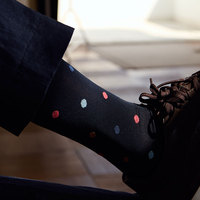 Calcetines de Vestir de Lujo 240N de Algodón Egipcio, Color Negro Medianoche con Puntos, Antibacterianos, para Caballero, Negocios, Logotipo Personalizado, Marca Privada, OEM