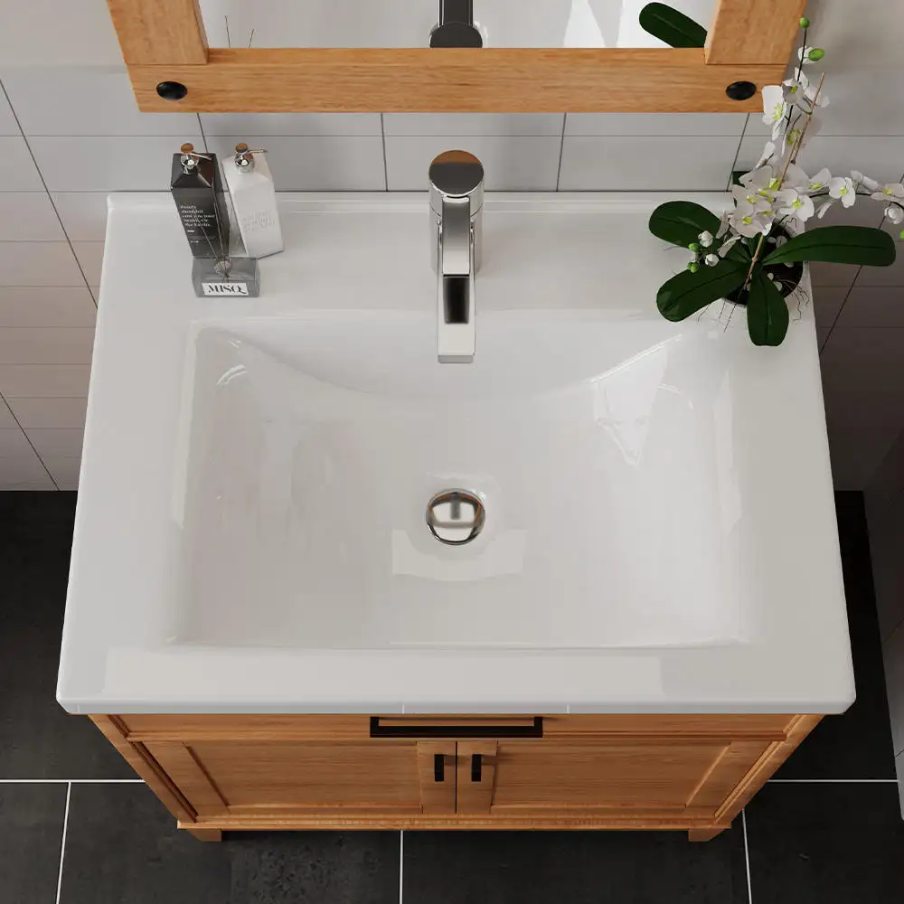 Trắng đơn giản sứ Countertop gốm bụng lavabos de Bano Tủ rửa lưu vực bồn rửa cho phòng tắm Vanity