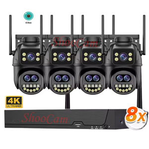 ICsee 9MP <span class=keywords><strong>Wifi</strong></span> PTZ IP <span class=keywords><strong>Kit</strong></span> de cámara de seguridad 8x Zoom 4CH NVR inalámbrico Color al aire libre visión nocturna CCTV Video vigilancia <span class=keywords><strong>Kit</strong></span> 4CH - Product Image 1