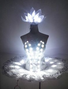 Tutu blanc avec lumières led pour spectacle sur scène, jupe, robe de ballet, tutu lumineux avec lumières led à vendre - Product Image 3