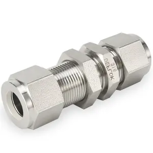 Compression Double Ferrule Fittings Connector 3/8 Inch Tube 316 Stainless Steel 6000 PSI Duplex Monel 6Mo 3/4 Bulkhead Union