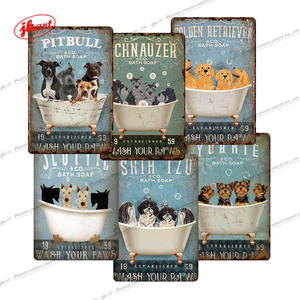 Soyez le premier à écrire un avis pour SHIH <span class=keywords><strong>TZU</strong></span> & CO. SAVONS DE BAIN LAVEZ VOS PATTES Vintage Métal Signe Pet Shop Salle De Bains Décoration Murale PITBULL Chien Rétro Tin Sign Wholesales - Product Image 1