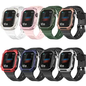 Watch Accessories For Apple Watch 2022 Bands Series 7 6 5 4 For 40Mm 41Mm 44Mm 45Mm Strap+Case New Soft Silicone Protector Cover Strap