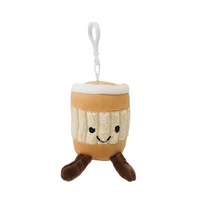 Porte-clés en peluche Jellycats Heart Latte Art Coffee Cup, décoration de voiture, adorable personnage de dessin animé, poupée de machine à griffes, jouet en peluche, pendentif de sac à dos