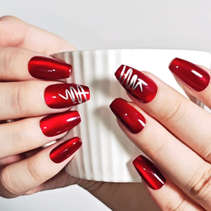 Salón <span class=keywords><strong>de</strong></span> alta calidad Gel suave Prensa en las <span class=keywords><strong>uñas</strong></span> Ojo <span class=keywords><strong>de</strong></span> gato rojo Bailarina corta <span class=keywords><strong>Uñas</strong></span> <span class=keywords><strong>postizas</strong></span> <span class=keywords><strong>Diseños</strong></span> <span class=keywords><strong>de</strong></span> Navidad Pintura plateada <span class=keywords><strong>Uñas</strong></span> <span class=keywords><strong>postizas</strong></span> - Product Image 3