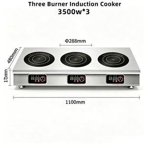 Table de cuisson à induction commerciale à 3 brûleurs à chauffage rapide, 3500W par brûleur avec minuterie et contrôle de la température pour les magasins de Malatang - Product Image 1
