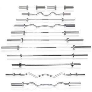 Set de Barra Recta y Curva para Gimnasio, con Mancuernas, de Acero Electrochapado, para Uso Doméstico, 1.8m 15KG - Product Image 1