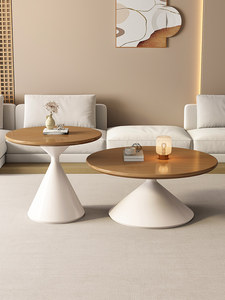 Creamy-style Convertible <b>Solid</b>-<b>wood</b> Coffee Table for Living Rooms & Small Homes Minimalist Modern Design 2026New Furniture - Product Image 1