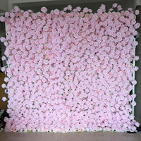 Panneau mural 3D MoKtong Pêche et Fleur d'Avignon avec roses artificielles en soie, hortensias et verdure pour événements romantiques en jardin ou fêtes