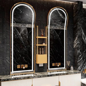 Arch Large Size Brushed <strong>Mirror</strong> Gold Stainless Steel <strong>Frame</strong> Anti Fog Bathroom Smart <strong>Mirrors</strong> with Light - Product Image 6