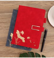 Coffret Cadeau Carnet à Couverture en Similicuir, Feuilles Mobiles, Motif Floral Imprimé UV, Impression de Logo, Style Chinois pour Bureau et Affaires