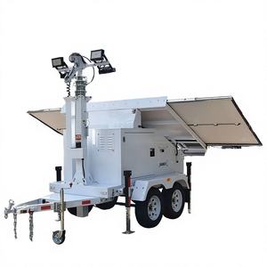 Factory Direct Mobile Solar Light Tower Twin Panel 4 Floodlight Array Telescoping Mast Trailer Towable Construction Security - Product Image 1