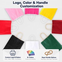 Sac en papier kraft coloré avec ruban, emballage alimentaire biodégradable de luxe pour restaurants et commerces de vente à emporter, avec logo personnalisé et pelliculage