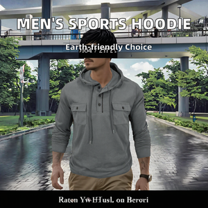 Sweat à capuche pour homme, hiver, écologique, en molleton peigné non tissé, pour sports de plein air, manches longues, avec cordon de serrage, poche sport, couleur unie - Product Image 2