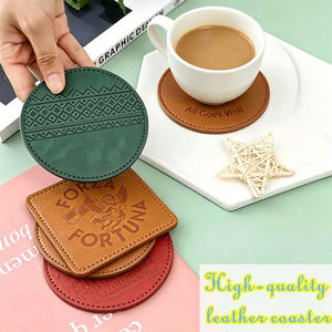 Posavasos Redondos de Cuero Sintético al por Mayor, Juego de Posavasos con Logotipo Personalizado para Restaurantes, Cervecerías y Regalos - Product Image 4
