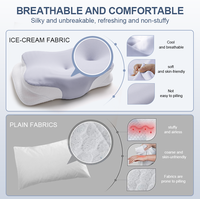 Oreiller en mousse à mémoire de forme en soie glacée de 65 cm, soutien cervical, oreiller orthopédique profilé pour la protection du cou, à récupération lente