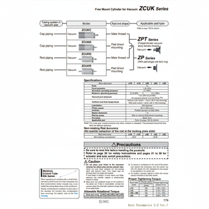 ZCDUKQ25-50D de cylindre à montage libre SMC Pneumatics pour les applications sous vide - Product Image 1