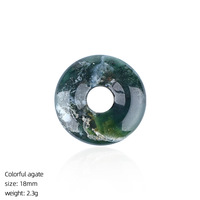 Pendentif Donut Boucle de la Paix en Pierre Naturelle 18mm, Style Ethnique Chinois, Agate à Grand Trou, Pendentif Rétro en Cristal pour Bijoux DIY