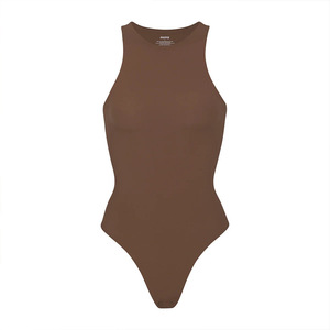 จั๊มสูทสำหรับผู้หญิงไซส์พิเศษชุดว่ายน้ำแขนแคบรัดรูปสีพื้นไม่มีรอยต่อ - Product Image 2