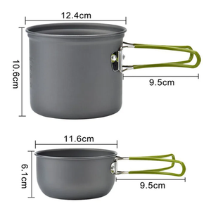 Ensemble de casseroles et poêles en aluminium antiadhésif à prix avantageux, légers, pour la cuisine, la randonnée, le camping et les activités de plein air - Product Image 3