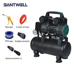 Compresseur d'air industriel à double piston avec réservoir de 30 L, pistolet de soufflage et kit de tuyaux - Product Image 1