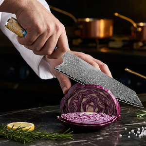 Couteau de chef en acier Damas de 8 pouces, 67 couches, couteau de cuisine japonais, cœur VG10, couteau Gyuto tranchant fait main pour trancher la <span class=keywords><strong>viande</strong></span> - Product Image 5