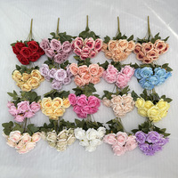 Bouquet de 9 roses artificielles en plastique, fleurs en soie pour la décoration de mariage, maison, hôtel, bureau, chambre