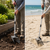 Pelle tamiseuse détachable en acier inoxydable, râteau tamiseur de sable, outils de prospection et de terrassement en métal, pelle de jardinage à tamisage, pelle à mailles pour jardin