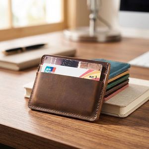 Minimalist Crazy Horse Leather Modern Men's Casual Cowhide Wallet Card Holder Top Layer Genuine Leather Durable Welcome <b>Gifts</b> - Product Image 1