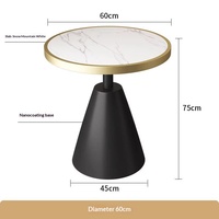Table basse moderne minimaliste de luxe léger en métal et dalle de roche pour salon, maison, hôtel (nécessite assemblage)