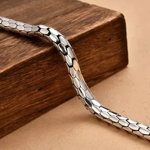 Bracelet en <span class=keywords><strong>argent</strong></span> sterling S925 pour homme, design géométrique, <span class=keywords><strong>argent</strong></span> thaïlandais vintage, <span class=keywords><strong>pierre</strong></span> naturelle certifiée, cadeau idéal - Product Image 3
