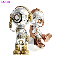Statue robotique Sculpture en fibre de verre Décoration de sol du salon Statuette en résine Centre commercial Club Entrée Art Design d'intérieur
