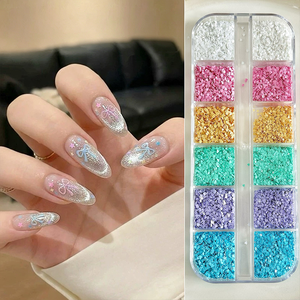 1mm 12 Grids <strong>Nail</strong> Art Glitter Flakes Holographic <strong>Nail</strong> Sequins Iridescent Love <strong>Star</strong> <strong>Nail</strong> Sparkles for DIY Manicure Decoration - Product Image 2