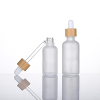 Flacon compte-gouttes en verre givré de 10 ml, 15 ml, 30 ml, 50 ml, 100 ml avec bouchon en bambou, rechargeable, pour emballage d'huiles essentielles et de soins de la peau