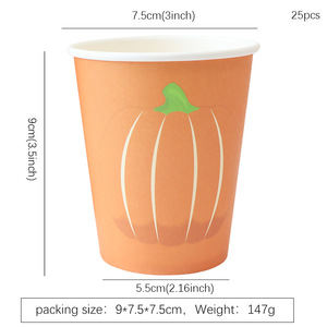 Assiettes et gobelets en papier jetables DAMAI pour Thanksgiving, kit de décoration de table jetable pour fête de la récolte, thème citrouille - Product Image 4