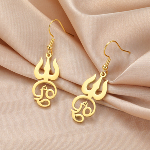 Trident Tamil OM símbolo mujeres pendientes arma de Siva protección amuleto hindú espiritual colgante joyería de acero inoxidable - Product Image 1
