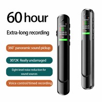 Enregistreur vocal 60H à moule exclusif, 1536 Kbps HD, suppression du bruit, double micro, dictaphone stylo USB, prise sonore panoramique à 360 degrés